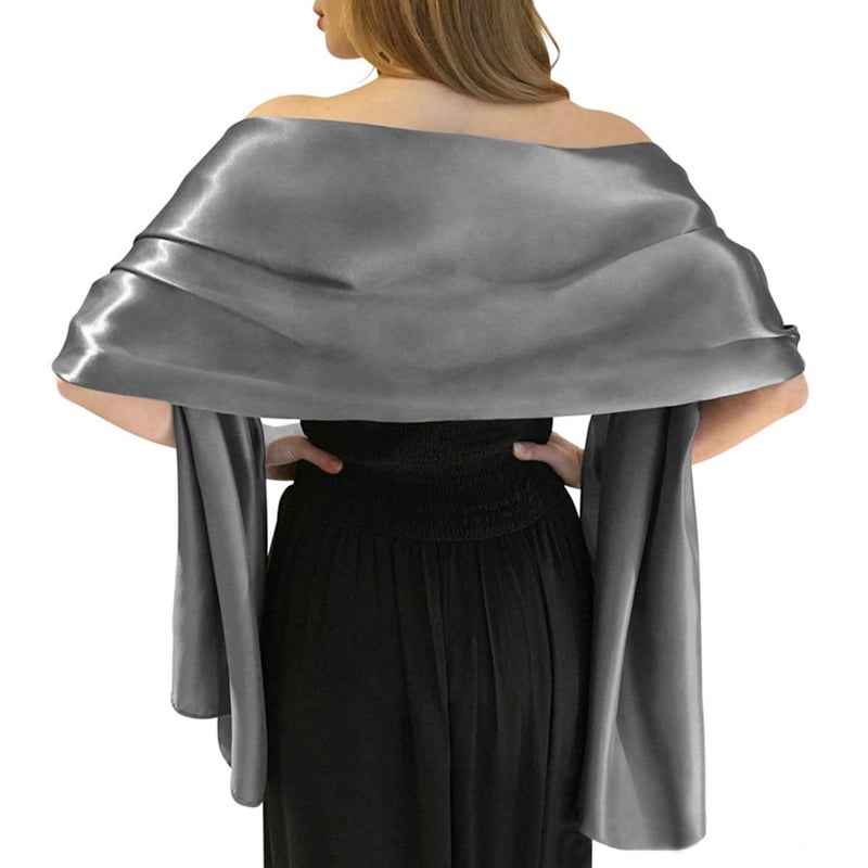 MLMW Gray Shawls and Wraps for Women Evening Dresses Satin Formal Shawl Wraps Dressy Extra Long for Wedding Party Bridesmaid Bridal Shower Baby Shower Birthday - Image 2